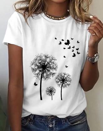 Casual t-shirt with dandelion print