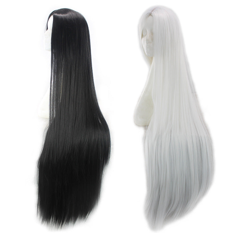 Europe, America and Africa new black long straight hair ladies chemical fiber high temperature silk wig manufacturers wholesale