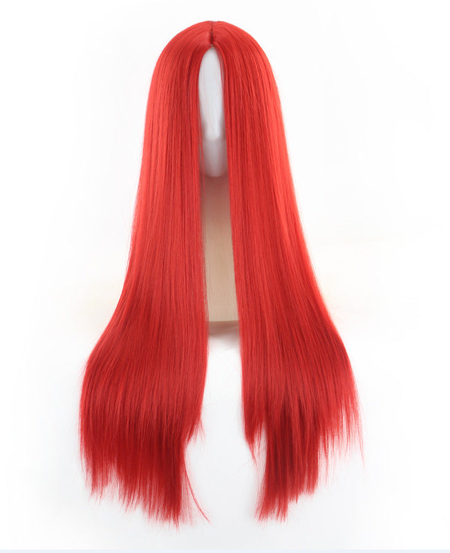 Europe, America and Africa new black long straight hair ladies chemical fiber high temperature silk wig manufacturers wholesale