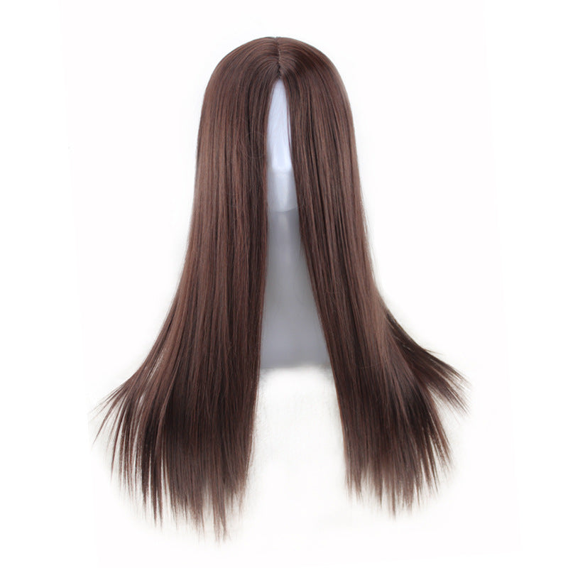 Europe, America and Africa new black long straight hair ladies chemical fiber high temperature silk wig manufacturers wholesale