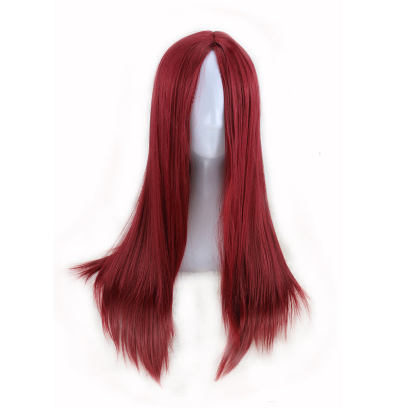 Europe, America and Africa new black long straight hair ladies chemical fiber high temperature silk wig manufacturers wholesale