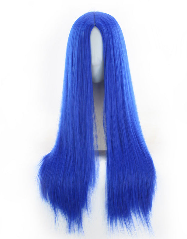 Europe, America and Africa new black long straight hair ladies chemical fiber high temperature silk wig manufacturers wholesale